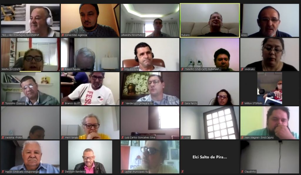 Reunião semanal virtual da direção FESSPMESP e sindicatos filiados com palestra de Cláudio Aparecido dos Santos