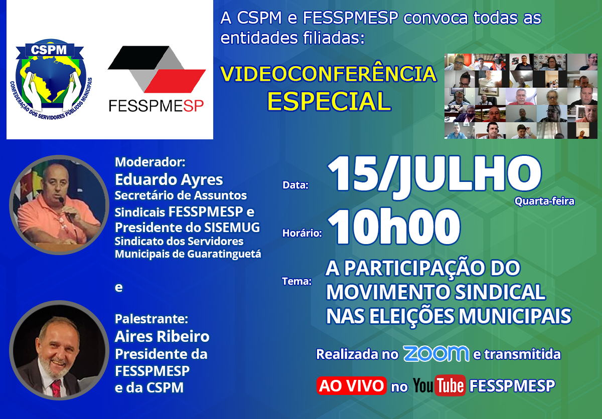 A FESSPMESP oferece mais uma Videoconferência Especial ao vivo com palestra do presidente Aires Ribeiro