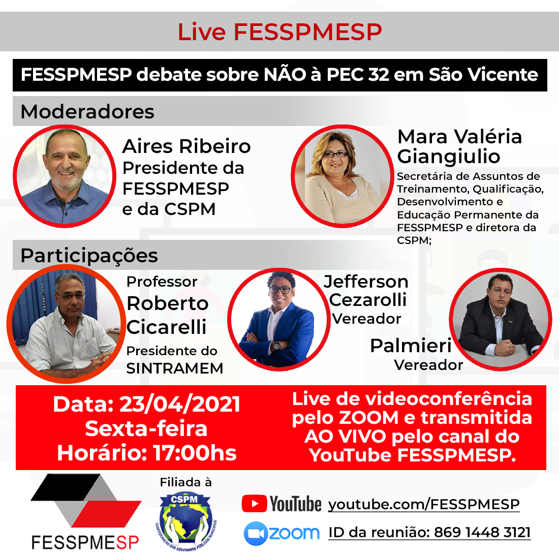 Live FESSPMESP com o Sindicato dos Professores sobre NÃO à PEC 32/2020