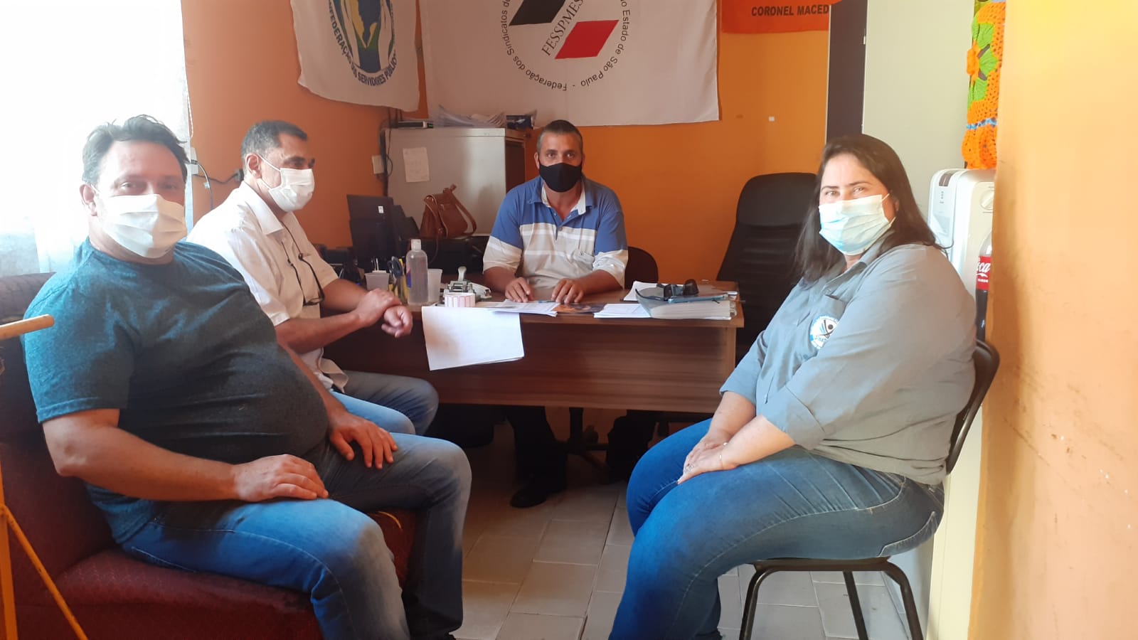 Sindicato dos Servidores Públicos Municipais de Coronel Macedo recebe visita da FESSPMESP, através da Regional Avaré